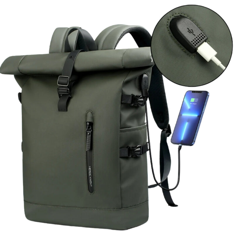 Water-Resistant Roll Top Backpack