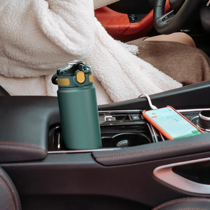 Insulated Water Bottle with Built-In Straw