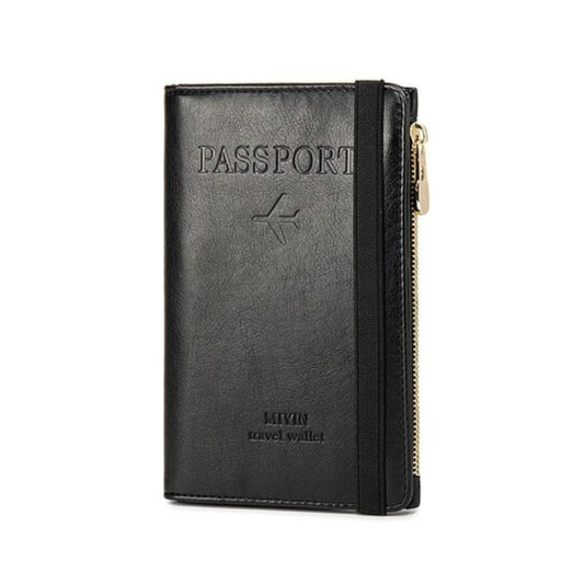 leather passport holder - Black