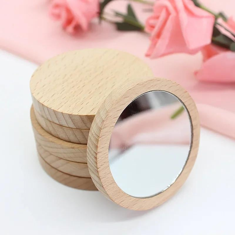miroir de poche en bois