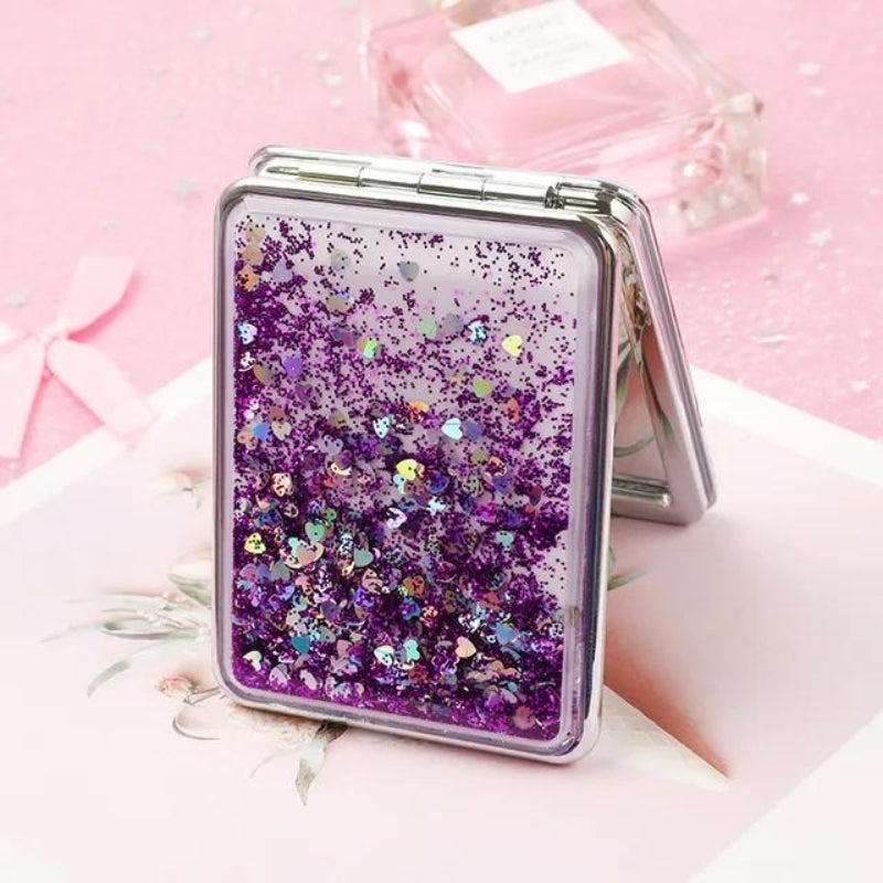 miroir de poche avec des paillettes