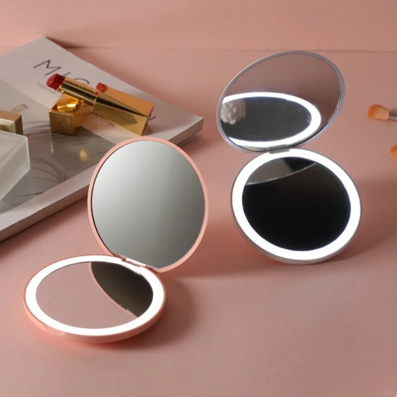 miroir de poche grossissant led