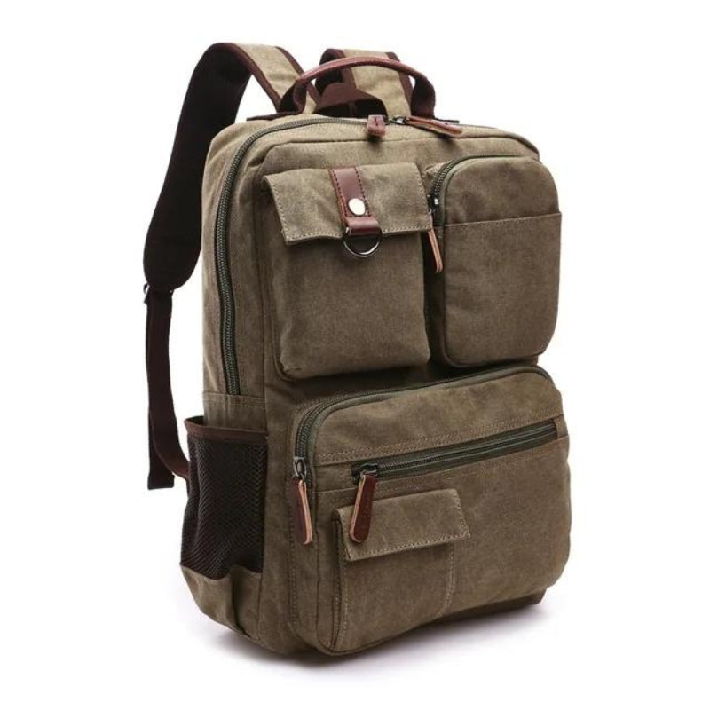 sac a dos vintage toile et cuir