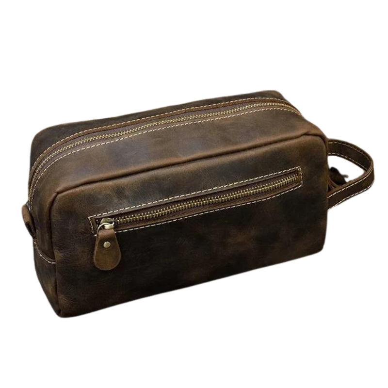 trousse de toilette pour homme en cuir
