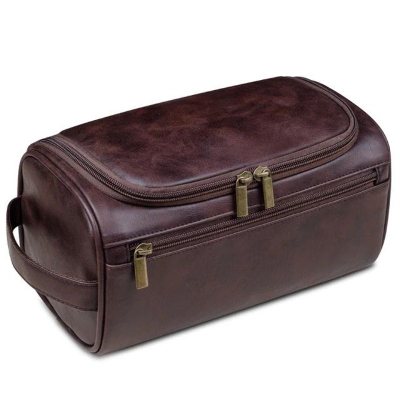 trousse de toilette en cuir pour homme